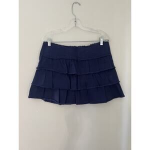 Vtg Y2K Juicy Couture Jeans Denim Canvas tiered Ruffle Mini Skirt Blue M